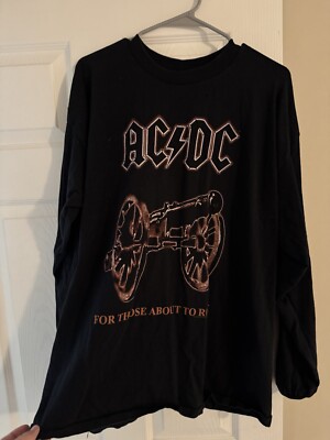 Vintage AC/DC Long Sleeve T-Shirt Mens Size XL For Those About To Rock ...
