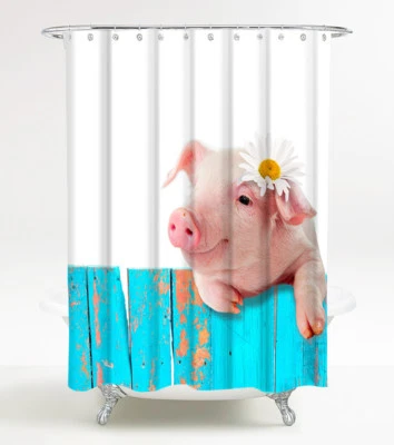 DUSCHVORHANG ANTI SCHIMMEL EFFEKT TEXTIL WANNENVORHANG BADEWANNENVORHANG SCHWEIN - Bild 1 von 4