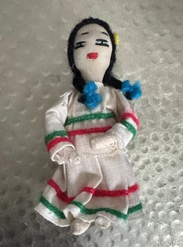 Central America Folk Art Doll Honduras Fabric Cloth Handmade VTG 5”