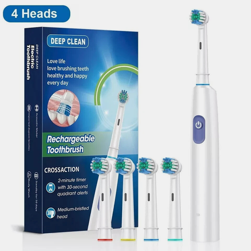 Toothbrush Electric Rechargeable Pro Rotating Brush Oral-B Heads Timer Modes USB - Picture 9 of 12