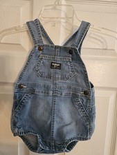 OshKosh B'gosh Blue Denim Sleeveless Romper One-Piece with Pockets Size 18M