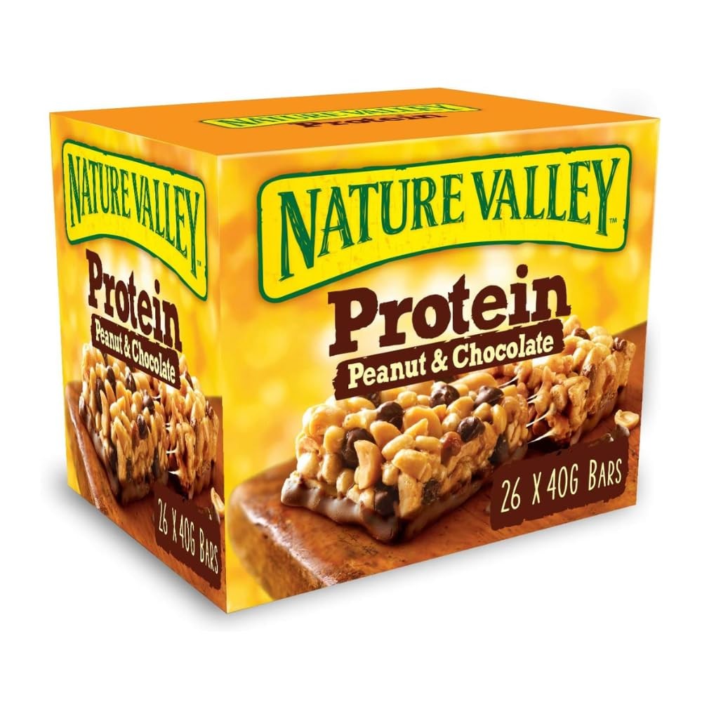 Nature Valley Protein Peanut & Chocolate Gluten Free 40 g (Pack of 26), brown