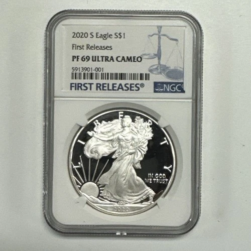 2020-S $1 American Silver Eagle First Releases Proof PF 69 U CAM NGC.