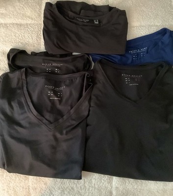 Lot Of 5 Susan Graver Liquidknit & Butterknit Everyday Tops, Med, Black/Navy
