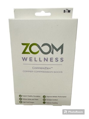 Zoom Wellness Copper Compression Socks 15-20mmHg Size Small/Medium Unisex Black