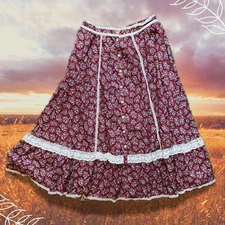 VTG Gunne Sax Jessica McClintock Floral Skirt Sz 13 Cottage Peasant Prairie