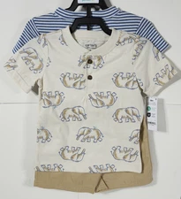 Carters 3 Piece Infant Baby Boy Outfit Set Size 18 Months Elephant Graphic NEW