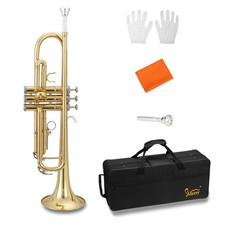 Glarry Student Concert Bb Golden Trumpet w/ Case Mouthpiece School Band