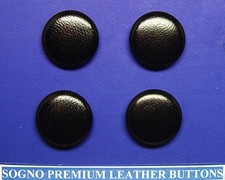 EXTRA SHINY BLACK GENUINE LEATHER BUTTONS 23 MM (7/8 INCH) MADE IN USA 4 PIECES