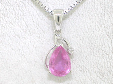 Pink Saphir Anhänger 585 Weißgold 14Kt Gold natürlicher rosa Saphir  1 Brillant