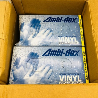 PIP Ambi-dex 64-V2000/S Disposable Vinyl Gloves Sz Small Powdered 4 mil 8 Boxes