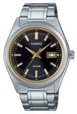 Casio Analog Stainless Steel Black Dial MTP-B180D-1A2V MTPB180D-1A2V Mens Watch