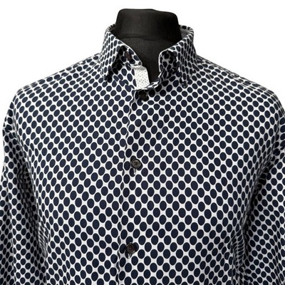 TED BAKER Herren Hemd Größe 5 passt wie L 42'' Brustumfang Langarm Weiß Blau Druck