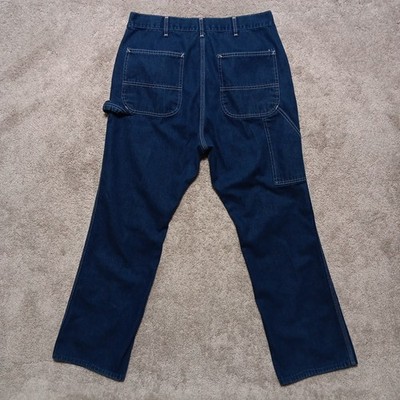 Vintage 70s Sears Roebucks Denim Dungaree Carpenter Jeans Union Made USA 34x31