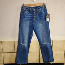 True Religion Starr High Rise Cropped straight leg jeans NWT exposed fly Size 28