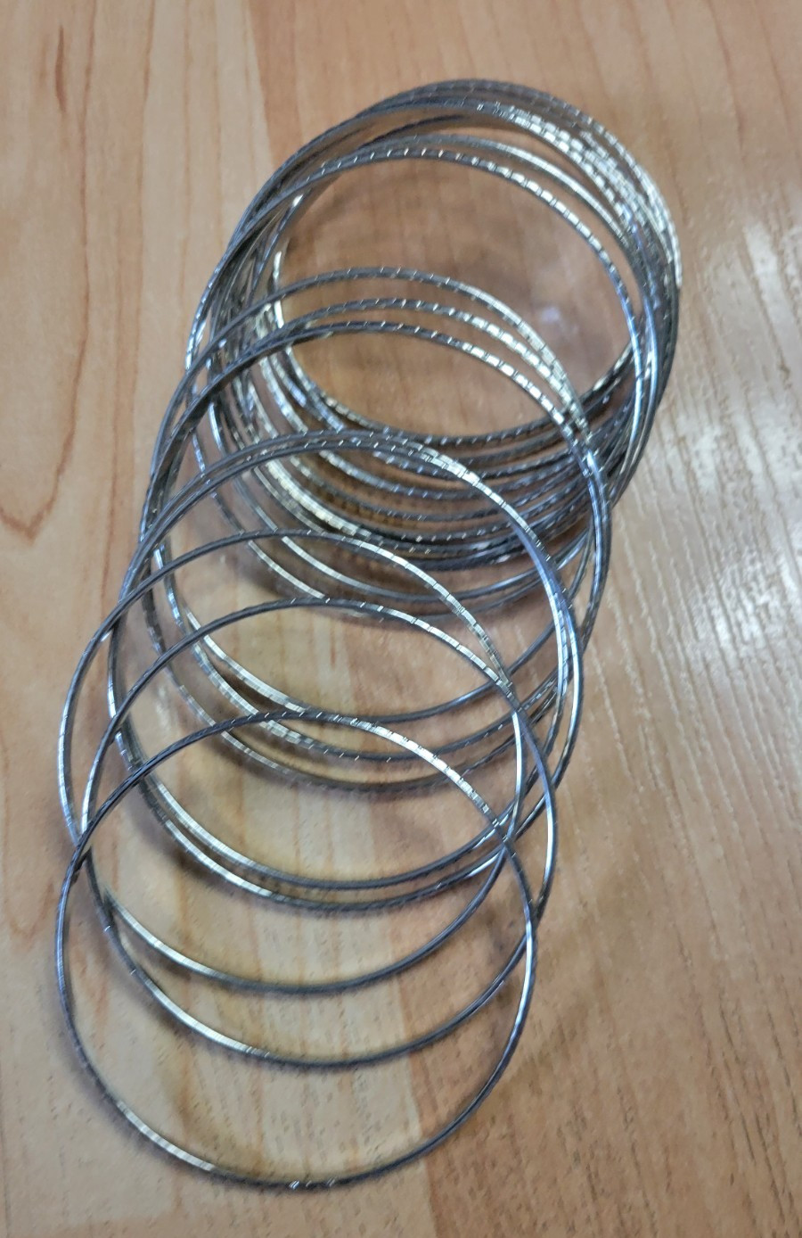 Vintage Textured Silver Thin Bangles Stack Of 20 - image 2