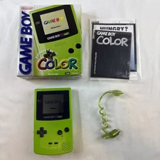 Nintendo Game boy Color CIB Console- Kiwi Green TESTED w Inserts Complete