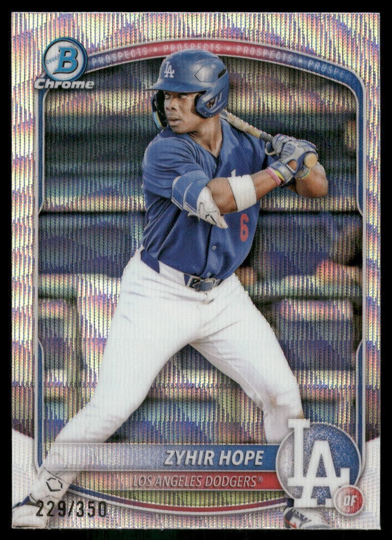 2025 Bowman #BCP-2 Zyhir Hope Chrome Prospects Wave Refractor Dodgers #/350