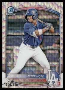 2025 Bowman #BCP-2 Zyhir Hope Chrome Prospects Wave Refractor Dodgers #/350
