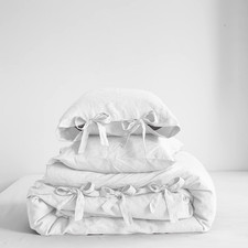 100 Linen Duvet Cover Set, 3 Pieces Belgian Flax Breathable Bedding, King Size