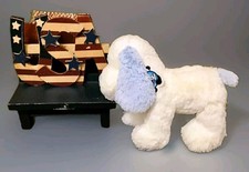 Toys R Us Animal Alley 11  Blue White Puppy Dog Soft Plush NWT HTF