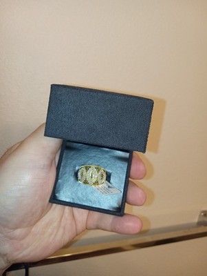 Auffällig! JTV 3/4 kt grüner & weißer Diamant 14 K Y Gold über Silber Bandring Neu mit Etikett