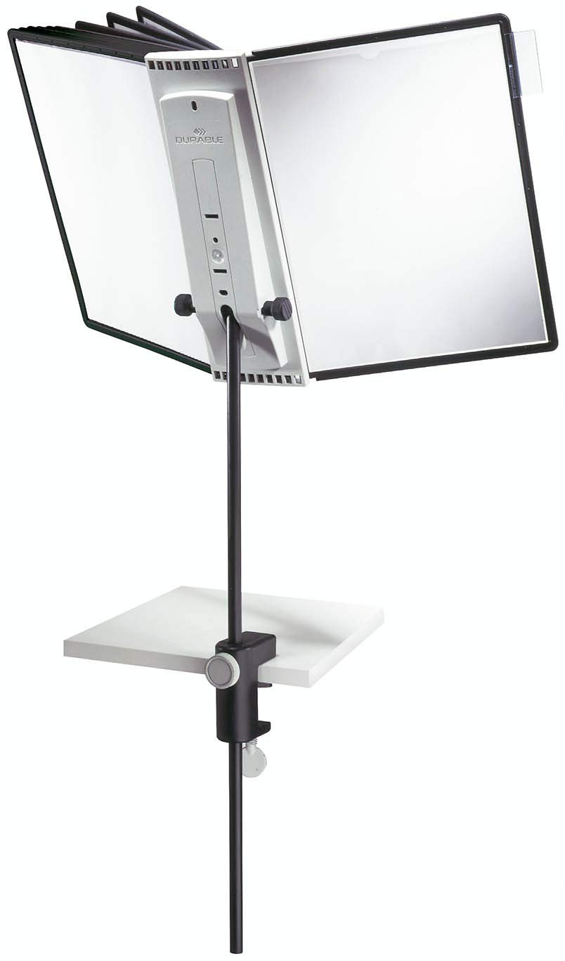Durable SHERPA Desk Clamp Display Panel Unit   Includes 10 A4 Panels in Black
