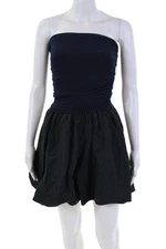 VaVa Joy Han Womens Pinstripe Printed Bubble Strapless Mini Dress Blue Size XS