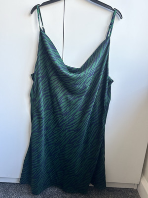 Nasty Gal Size 16 Green & Navy Zebra Slip Dress BNWT | eBay UK