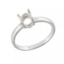 6x4mm Oval Semi Mount Ring 925 Sterling Silver Solitaire 4 Prong Ring