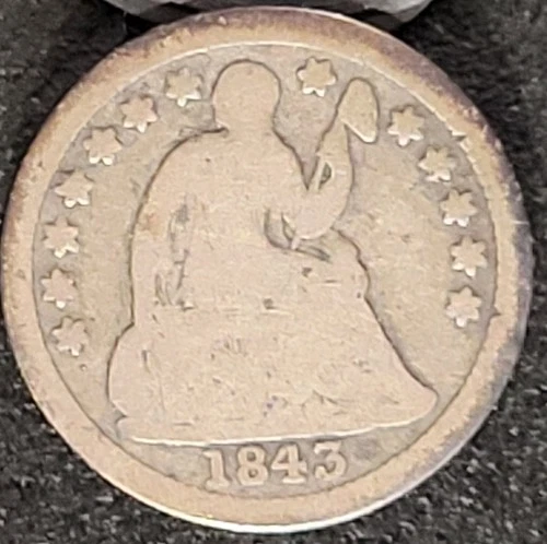 1843 Seated Liberty Silver Half Dime