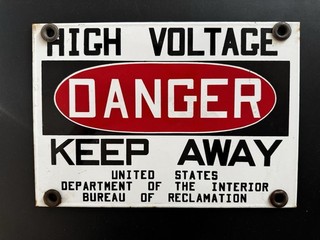 Original Porcelain DANGER KEEP OUT HIGH VOLTAGE Vintage Antique Sign Heavy Thick