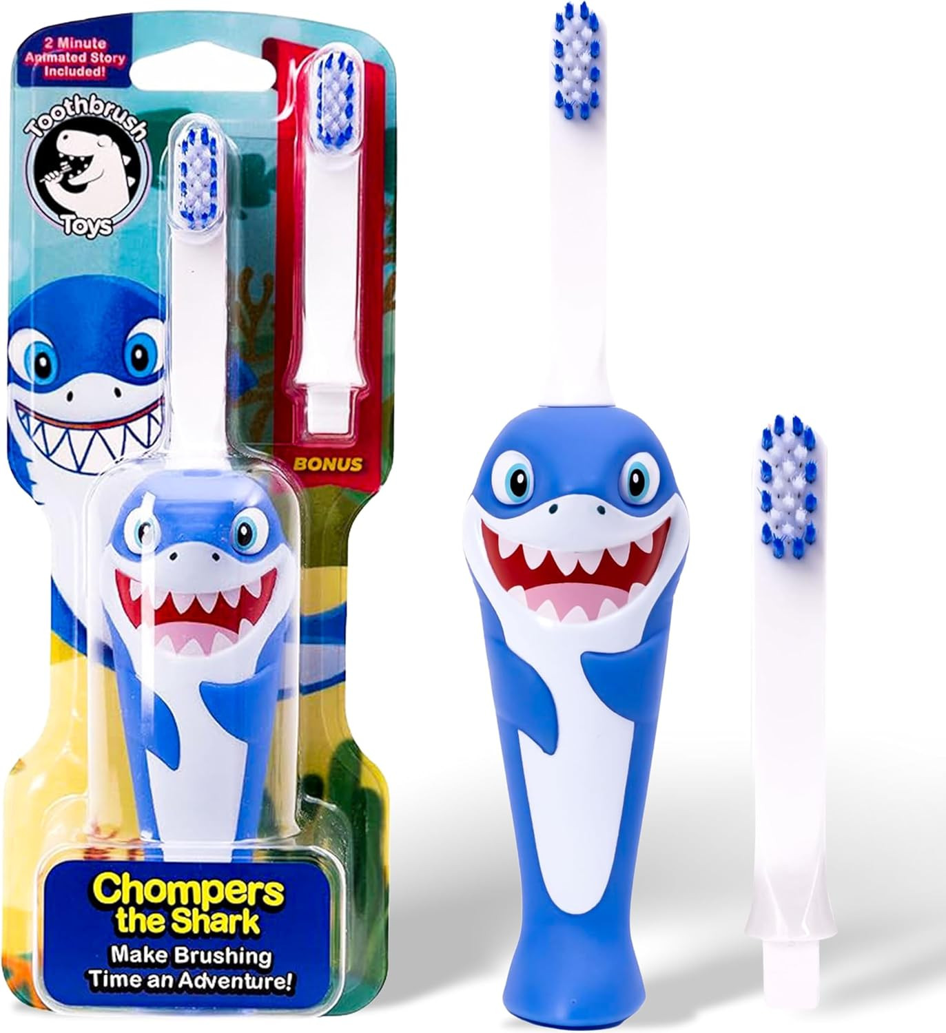 Kids Soft Bristle Shark Toothbrush for Ages 2+, Gentle and C