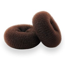 2PCS Large Hair Donut Bun Maker 3.5 Inch Ring Style for Thick Long Hair Brown