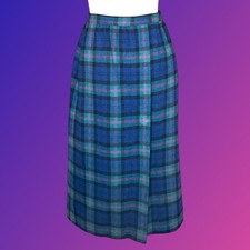 Vintage Pendleton Academia Multi Preppy Plaid Twee Faux Wrap Wool Skirt S/M