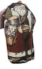 Vtg. Needlepoint Standing Santa Claus Stuffed Doorstop Dome 13 Height.