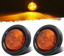 2pcs Amber Led Light Trailer 2" Round, w/Plug Grommet Clearance Marker 4 LED