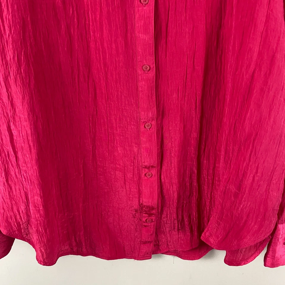 Рубашка Express The Portofino Boyfriend размер Large Crinkle Relaxed Fit розовая - Изображение 3 из 4