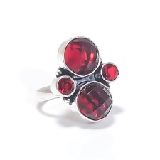 Mozambique Garnet Gemstone Handmade 925 Sterling Silver Jewelry Ring Size 6 V302