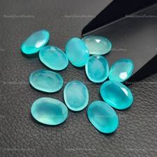 Natural Aqua Chalcedony Oval Faceted Cut AAA Grade Gemstone 3x5mm-18x25mm