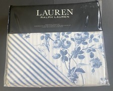RALPH LAUREN Annie Floral Reversible Duvet Covet 3 Pc Set King 470 Cotton Blue
