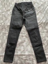 New Look Size 14 Emilee Over Bump Maternity Leather Look Trousers Black VGC