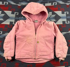 Carhartt Youth XS Size 6 Coat Duck Canvas Girls Sherpa Lined Hooded Jacket Pink