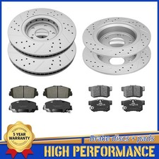 Front Rear Drilled Disc Brake Rotors Ceramic Pads For 2017 2018 Acura ILX