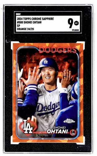 Shohei Ohtani 2024 Topps Chrome Sapphire Orange Variation High Five /25 SP SGC 9