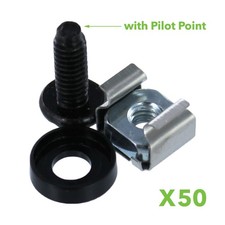 M5 Cage Nuts Screws for Server Shelves Cabinets - 50 Pk Rack Mount