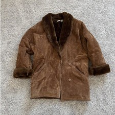 Vintage Spiegel Suede Leather Coat Faux Fur Lined Chocolate Brown Jacket