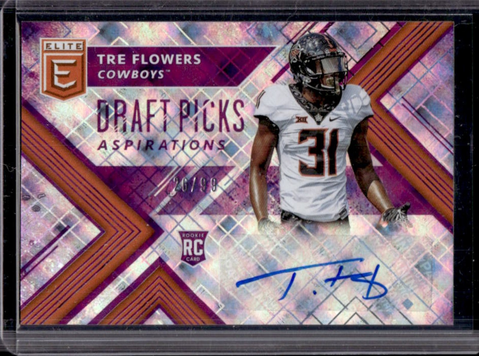 Tre Flowers Panini Elite Draft Picks Collegiate #249 Autograph-Aspirations Purple