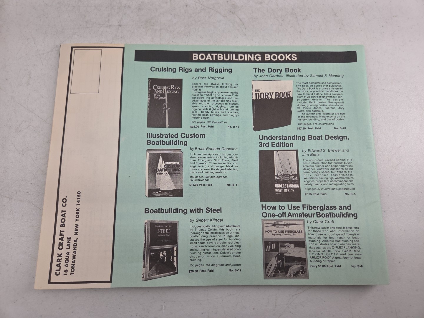 Vtg 1985 Clark Craft Boat Builders Guide Supplies Hardware Sail Boats Cruisers
