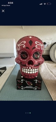 Arizona Cardinals Sugar Skull Statue Dia De Los Muertos Day of the Dead(Red)